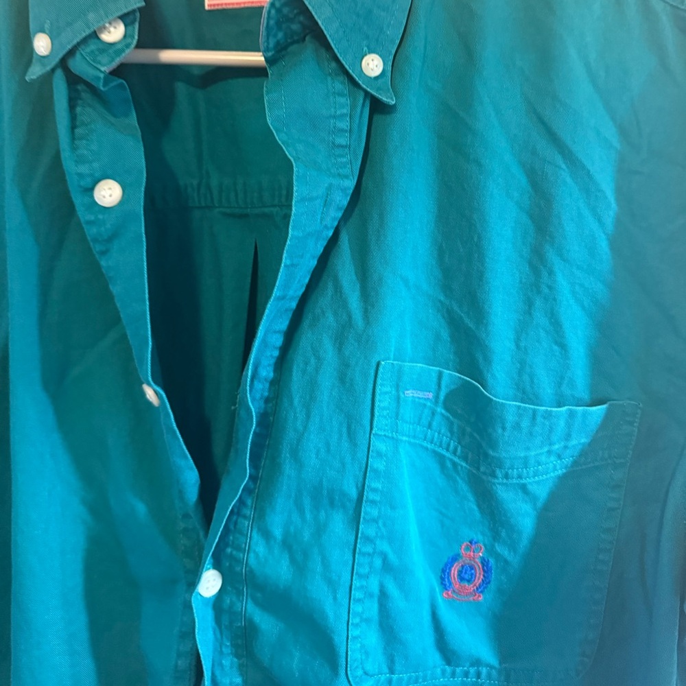 Vintage rare bugle boy Teal Button-Up Shirt - Picture 2 of 5